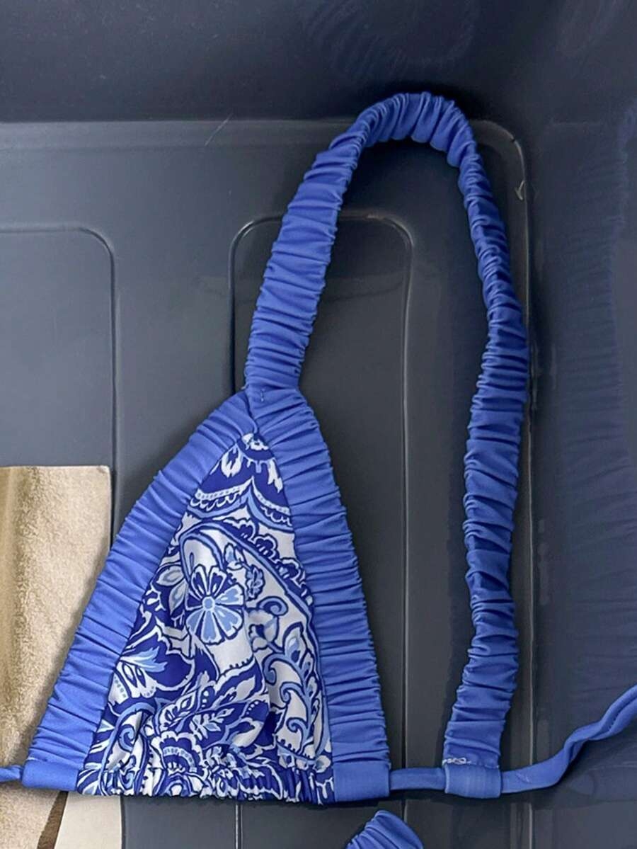 Swim Vcay Women's Summer Beach Vacation Thick Strap Solid & Floral Print Backless Ruched High Waist Sexy Micro Triangle Bikini Set Boho Bikini Set Snake Print Bikini Vacation Bikini Set Swim Oasis 2 Piece High Rise Bikini Set - Image 6