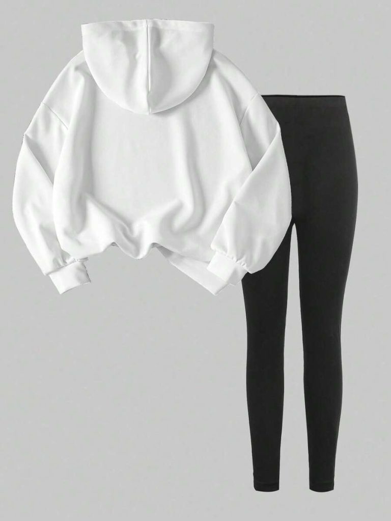 Slaydiva Fall Clothes/Winter Clothes/2pcs Set /Casual Hoodie Sweatshirt And Tight Leggings Set/Y2k Clothes/Streetwear /Back To School/Going Out Set/New York Letter Print - Image 3