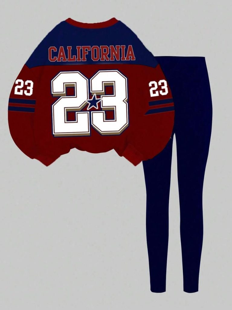 Slaydiva Women's Fall/Winter/Casual Streetwear Crew Neck Sweatshirt And Leggings Set/Back To School/Y2K/Outfits/Streetwear/Eagle & NO.23 Graphic - Image 3