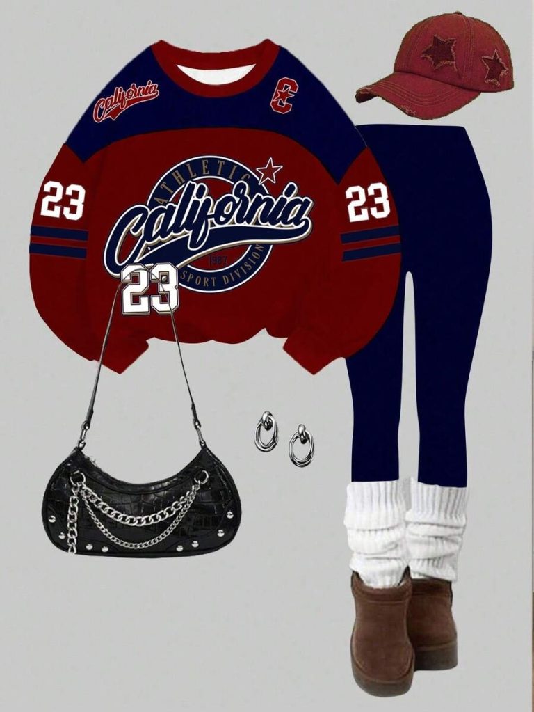 Slaydiva Women's Fall/Winter/Casual Streetwear Crew Neck Sweatshirt And Leggings Set/Back To School/Y2K/Outfits/Streetwear/Eagle & NO.23 Graphic - Image 5