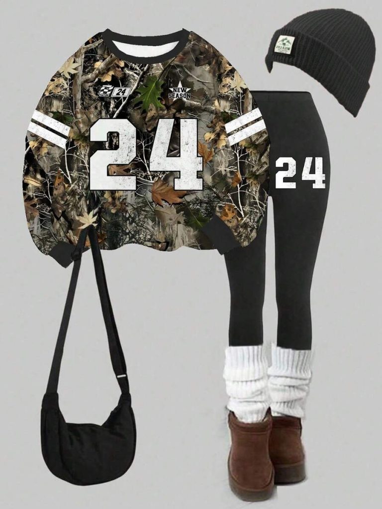 Slaydiva Women's Fall/Winter/Casual Streetwear Crew Neck Sweatshirt And Leggings Set/Back To School/Y2K/Outfits/Streetwear/Eagle & NO.23 Graphic - Image 7