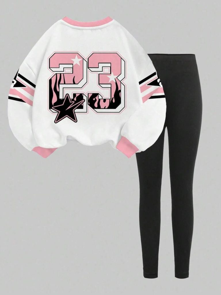 Slaydiva Women's Fall/Winter/Casual Streetwear Crew Neck Sweatshirt And Leggings Set/Back To School/Y2K/Outfits/Streetwear/Eagle & NO.23 Graphic - Image 12
