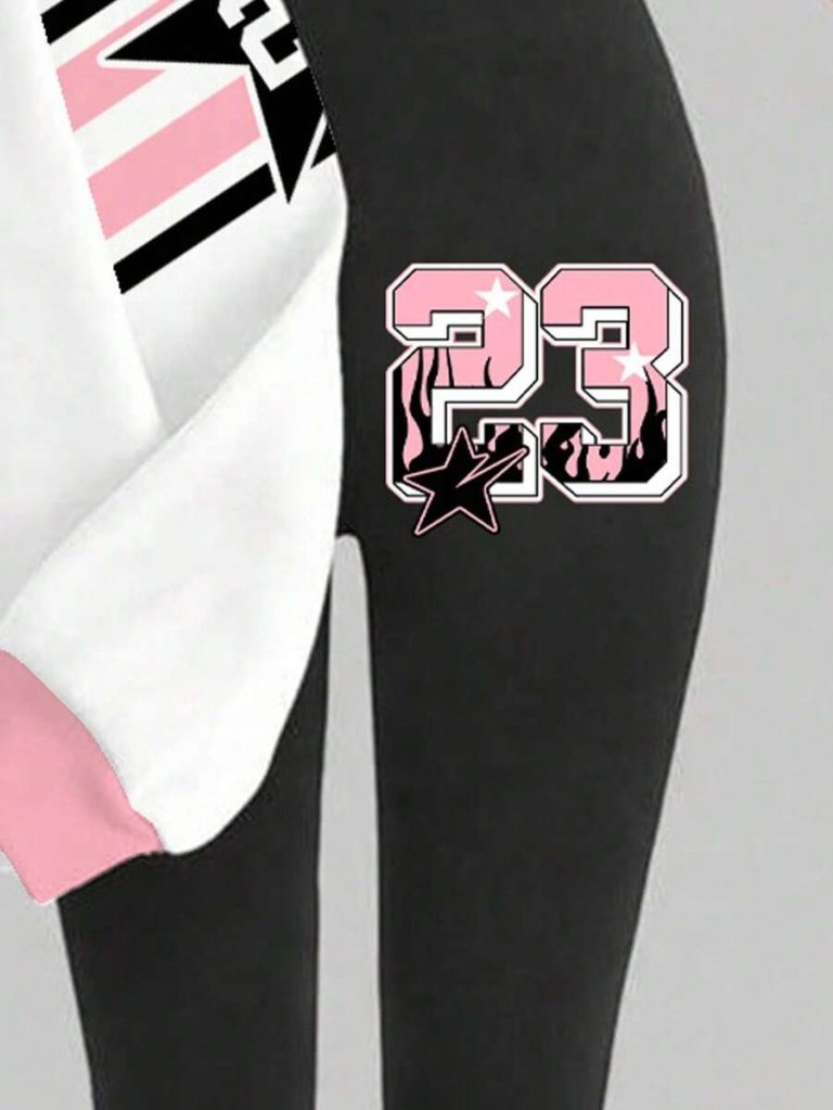 Slaydiva Women's Fall/Winter/Casual Streetwear Crew Neck Sweatshirt And Leggings Set/Back To School/Y2K/Outfits/Streetwear/Eagle & NO.23 Graphic - Image 14