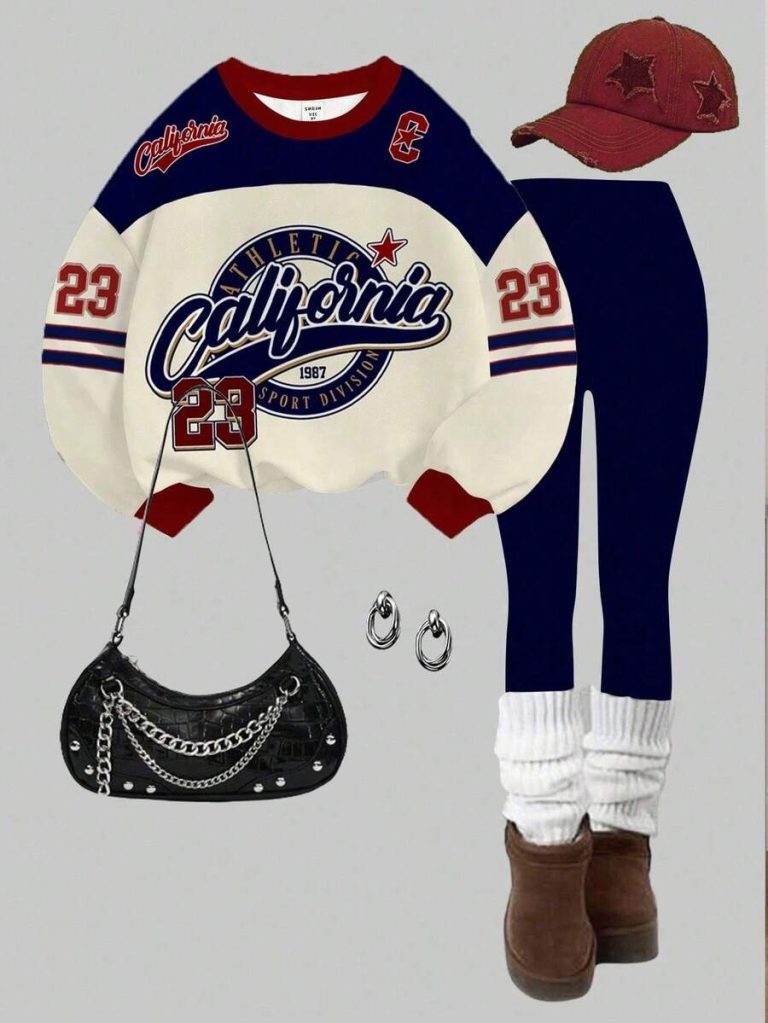 Slaydiva Women's Fall/Winter/Casual Streetwear Crew Neck Sweatshirt And Leggings Set/Back To School/Y2K/Outfits/Streetwear/Eagle & NO.23 Graphic - Image 16
