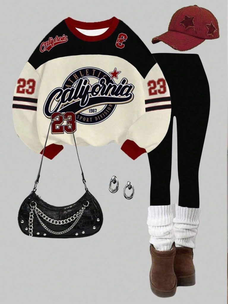 Slaydiva Women's Fall/Winter/Casual Streetwear Crew Neck Sweatshirt And Leggings Set/Back To School/Y2K/Outfits/Streetwear/Eagle & NO.23 Graphic - Image 25