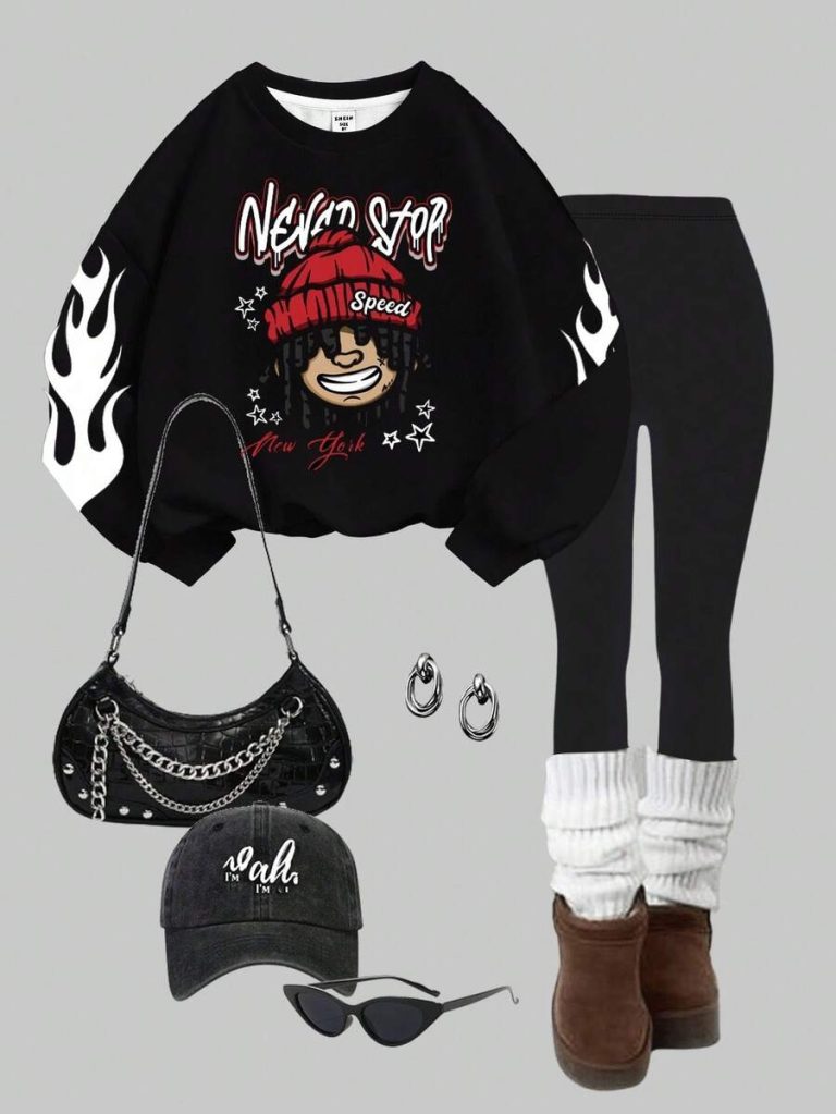 Slaydiva Women's Fall/Winter/Casual Streetwear Crew Neck Sweatshirt And Leggings Set/Back To School/Y2K/Outfits/Streetwear/Eagle & NO.23 Graphic - Image 26
