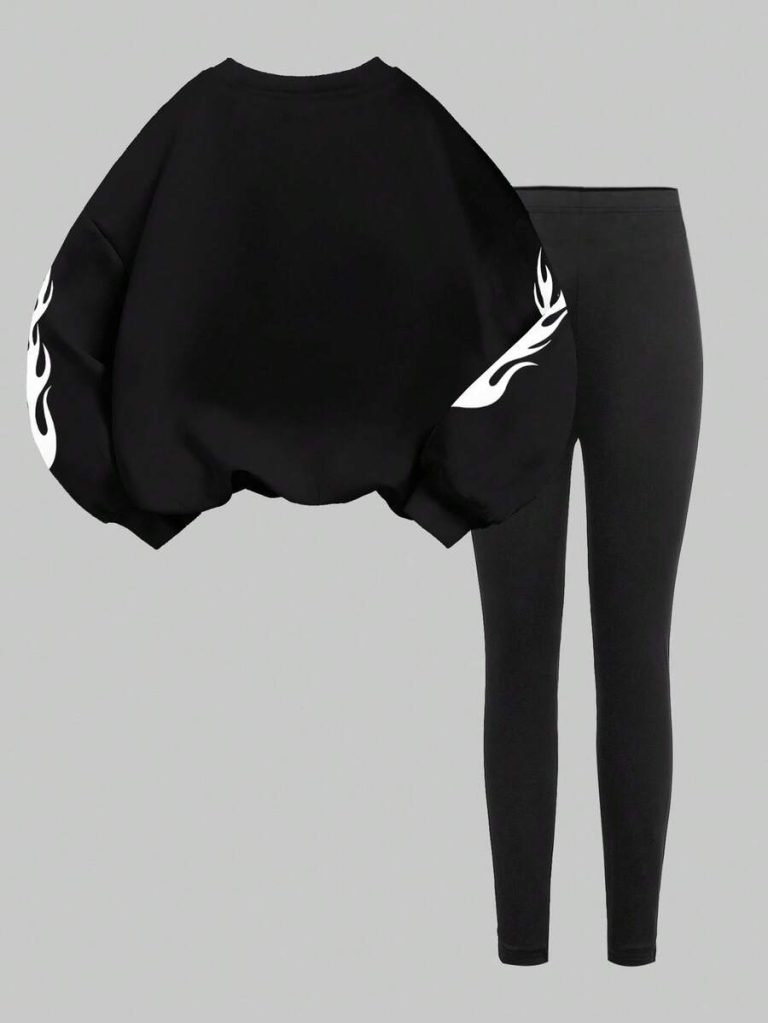 Slaydiva Women's Fall/Winter/Casual Streetwear Crew Neck Sweatshirt And Leggings Set/Back To School/Y2K/Outfits/Streetwear/Eagle & NO.23 Graphic - Image 27