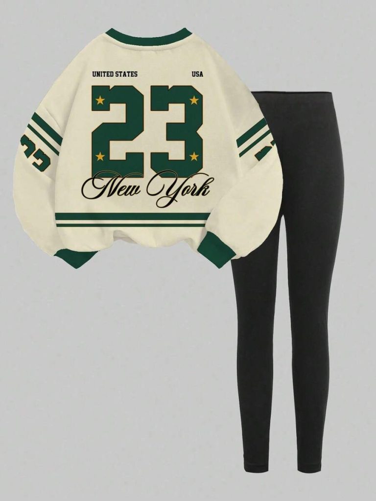 Slaydiva Women's Fall/Winter/Casual Streetwear Crew Neck Sweatshirt And Leggings Set/Back To School/Y2K/Outfits/Streetwear/Eagle & NO.23 Graphic - Image 32