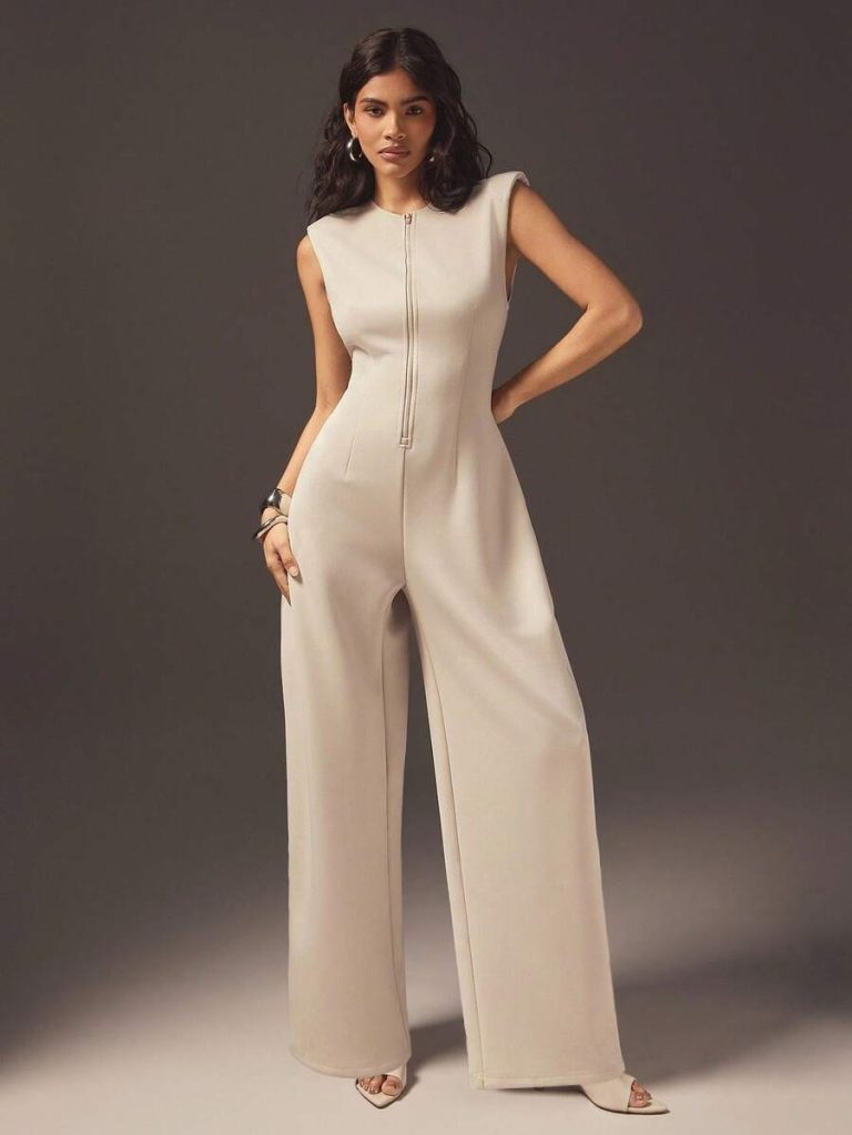 Hauture Women's Sexy Casual Barrel Shape Zip Front Sleeveless Jumpsuit For Office - Image 6