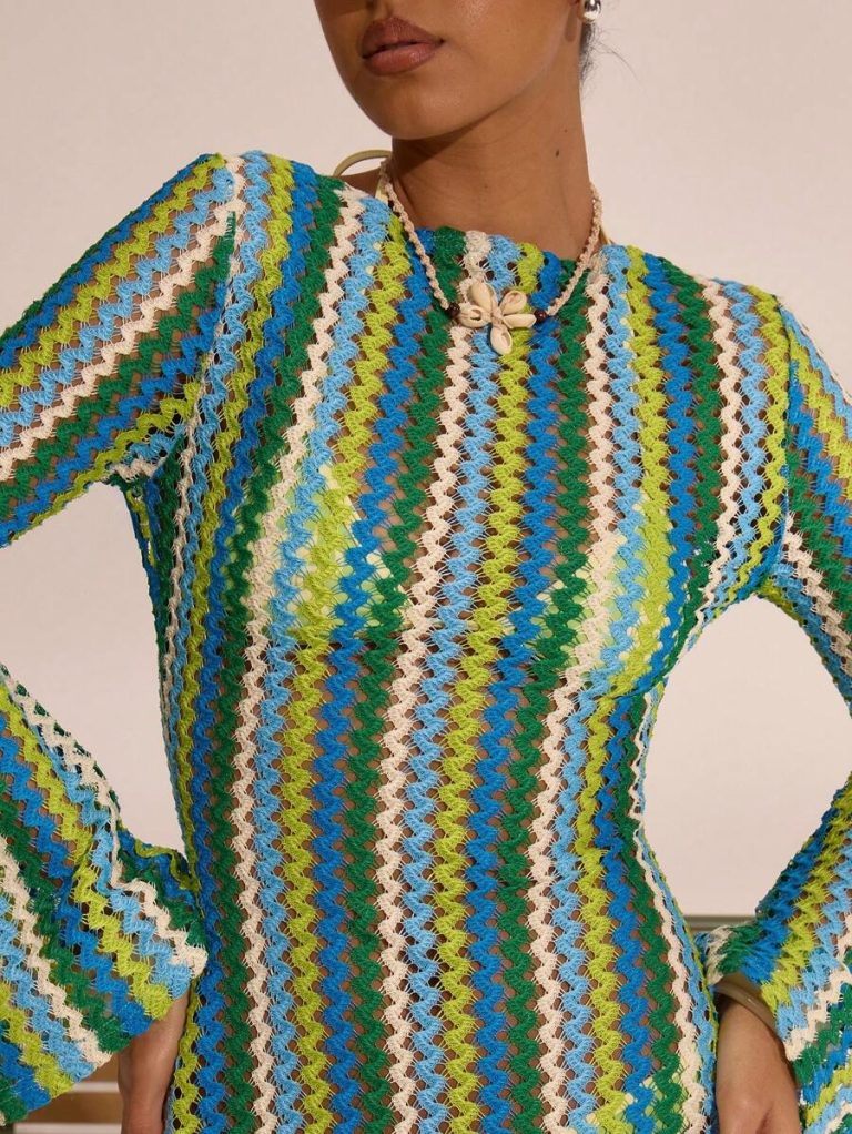 MUSERA Textured Stripe Knit Flared Maxi Dress Spring Summer Vacation Boho Ibiza Elegant Beach Cute Wedding Guest, Elegant, Date Night, Christmas, Halloween, Fall, Winter - Image 12