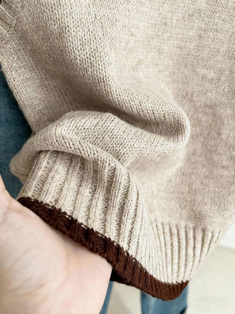 Franclia Back To School Casual Style Loose Round Neck Sleeveless Woolen Woven Contrasting Color Trimmed Khaki Autumn And Winter Women's Knitted Top Fall Clothes For Women Going Out Tops Women - Image 57
