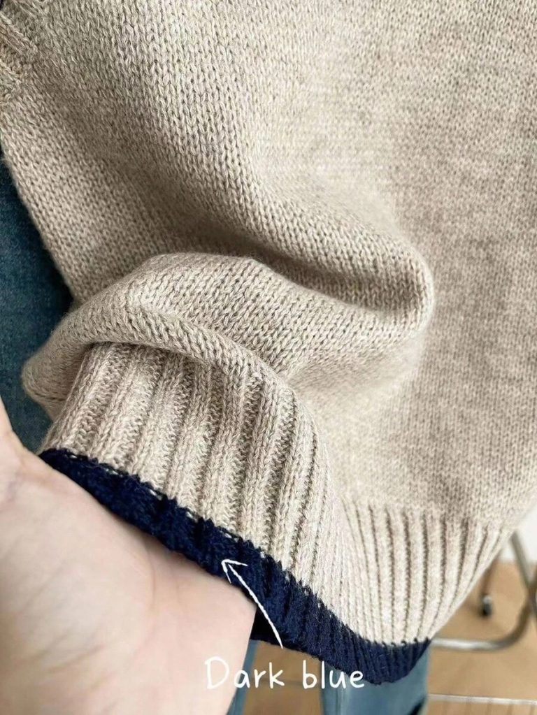 Franclia Back To School Casual Style Loose Round Neck Sleeveless Woolen Woven Contrasting Color Trimmed Khaki Autumn And Winter Women's Knitted Top Fall Clothes For Women Going Out Tops Women - Image 97