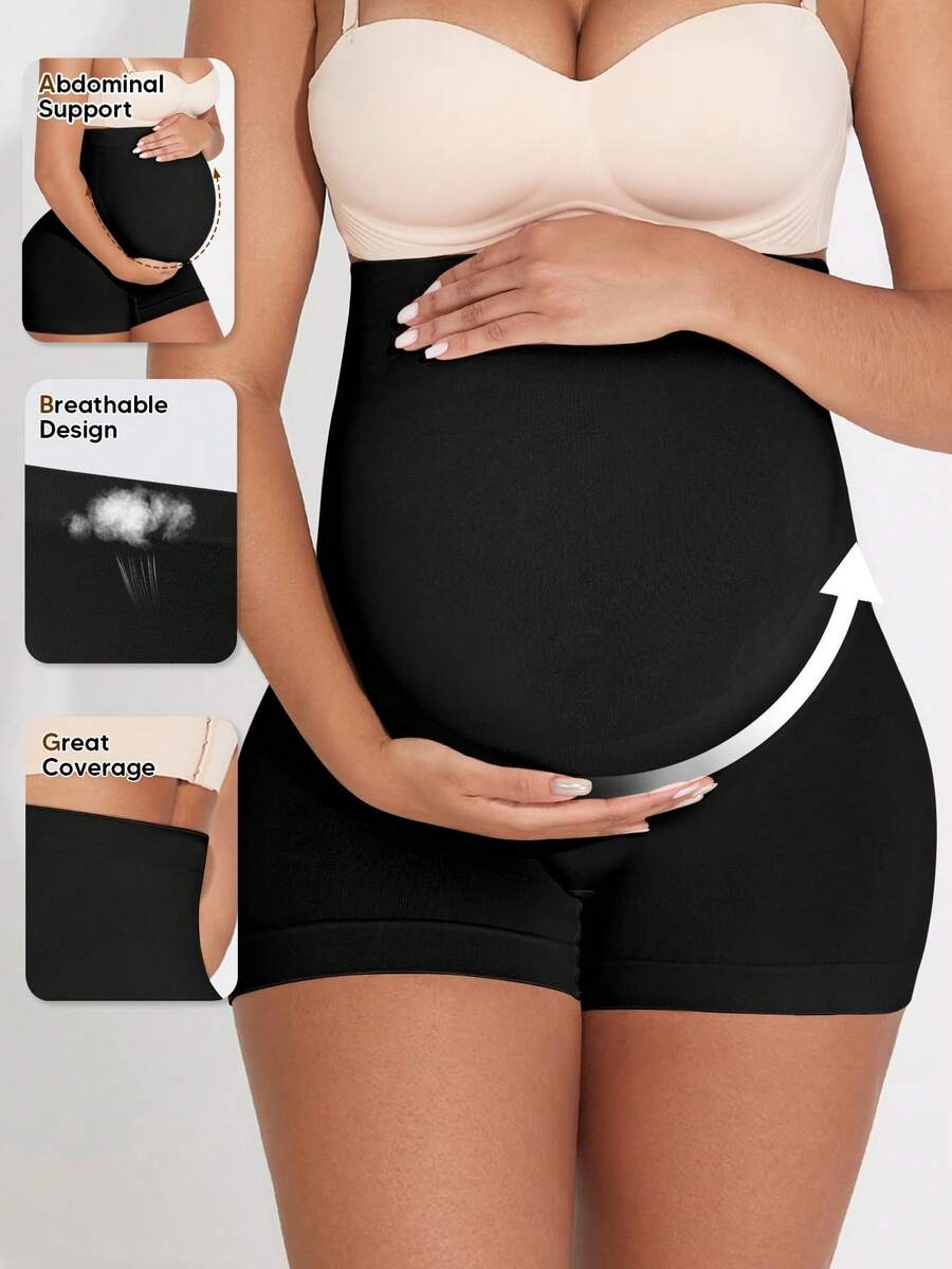 Maternity Belly Support Shorts High Waisted With Expandable Belly Panel Pregnancy Yoga Workout Activewear - Image 4