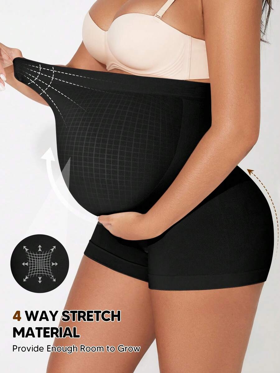 Maternity Belly Support Shorts High Waisted With Expandable Belly Panel Pregnancy Yoga Workout Activewear - Image 5