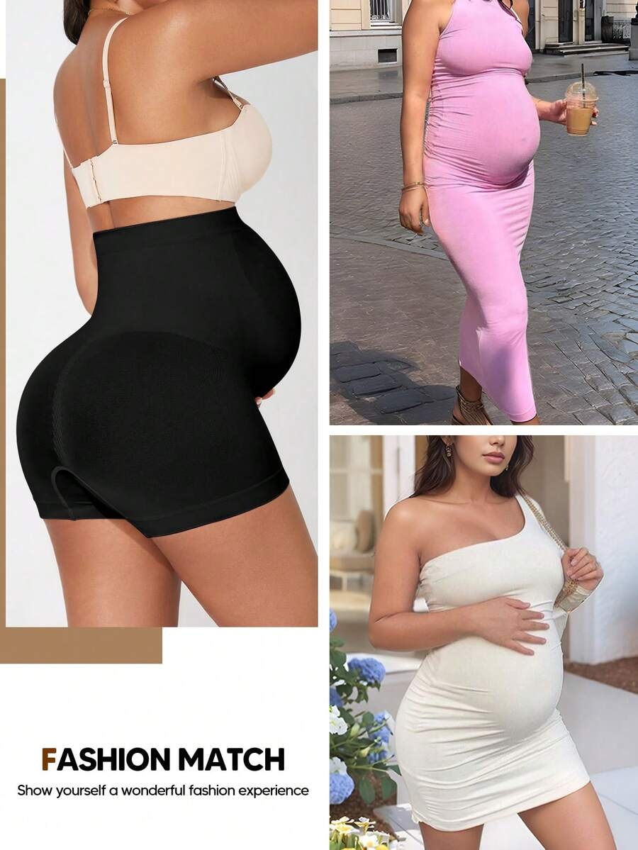 Maternity Belly Support Shorts High Waisted With Expandable Belly Panel Pregnancy Yoga Workout Activewear - Image 6