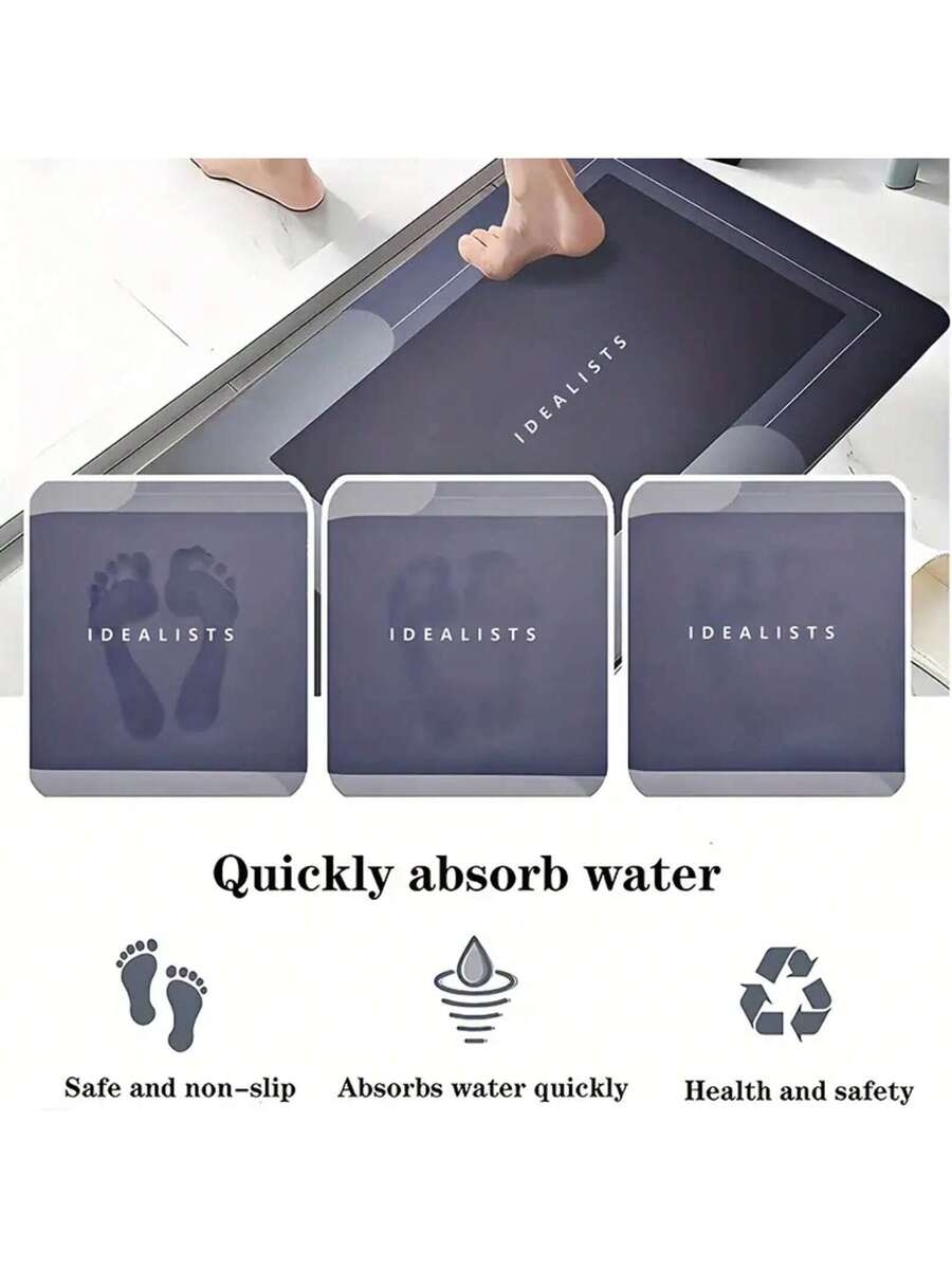 1 Piece Super Absorbent Non-Slip Bath Mat - Quick-Drying Diatomaceous Earth, Soft And Decorative, With Clover Design, Black With Gold Accents, Perfect For Bathtub And Shower, Home Decor Foot Mat, Bathroom Rug|Clover Pattern Design|Rubber Backing Pad - Image 5