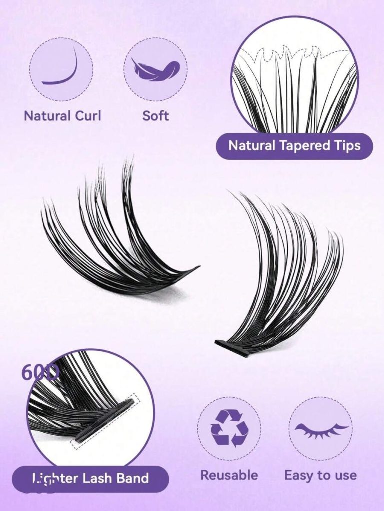 720PCS D Curl Lash Clusters Kit - 30D 40D/60D 80DLash Clusters 9-18MM Eyelash Clusters Lash Extension Kit Natural Wispy Eyelash Extension Kit Lashes Clusters With Lash Bond&Seal Lash Brush And Tweezer - Image 5
