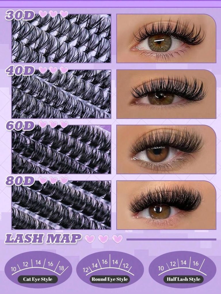 720PCS D Curl Lash Clusters Kit - 30D 40D/60D 80DLash Clusters 9-18MM Eyelash Clusters Lash Extension Kit Natural Wispy Eyelash Extension Kit Lashes Clusters With Lash Bond&Seal Lash Brush And Tweezer - Image 6
