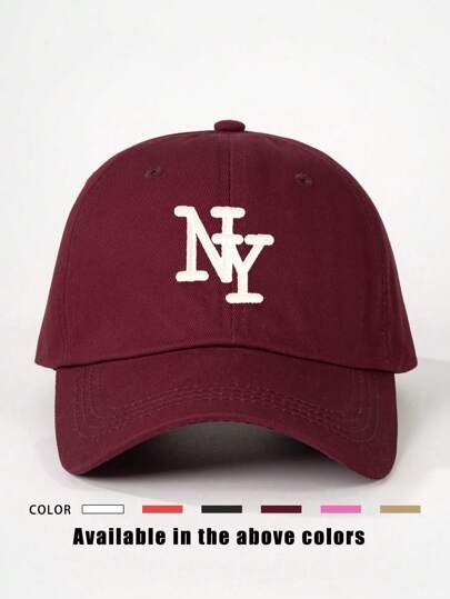 1pc Embroidered "NY" Letter Adjustable Baseball Cap, Outdoor Sunscreen Casual Hat Suitable For Spring Autumn Travel Beach Vacation, Y2K Style For Young Adults