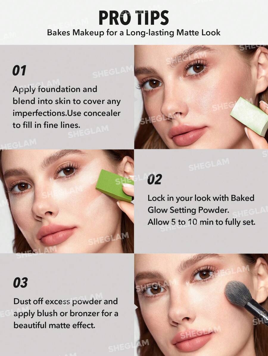 SHEGLAM Baked Glow Setting Powder-Light Brown Oil Control Loose Setting Powder Translucent Pore-Less Flawless Smooths Fine Lines Glowy Powder Brand Beauty Makeup Cosmetic For Women Girls Perfect For Fall Winter Ideal For Y2K Fancy Fashion Suitable For Birthday Present Halloween Party Ready Best Color - Image 4