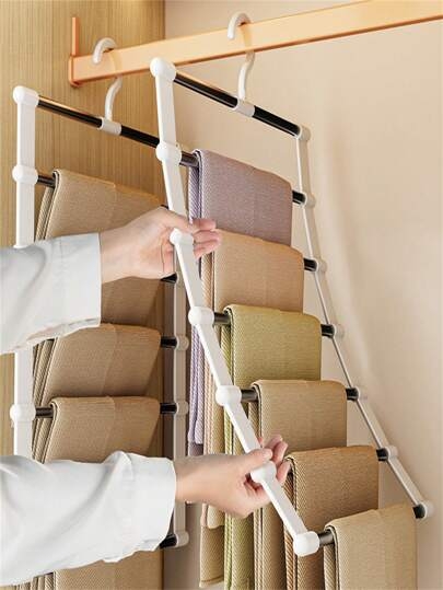 Multi-Layer Pants Hanger - Clothing Forms A Space-Saving, Non-Slip Wardrobe Organizer For Scarves, Jeans, Pants With Multi-Layer Shelves And A Sturdy Design(This Product Needs To Be Assembled By Itself. Installation Is Simple And Easy To Operate),Spring,Minimalist,Summer Tops