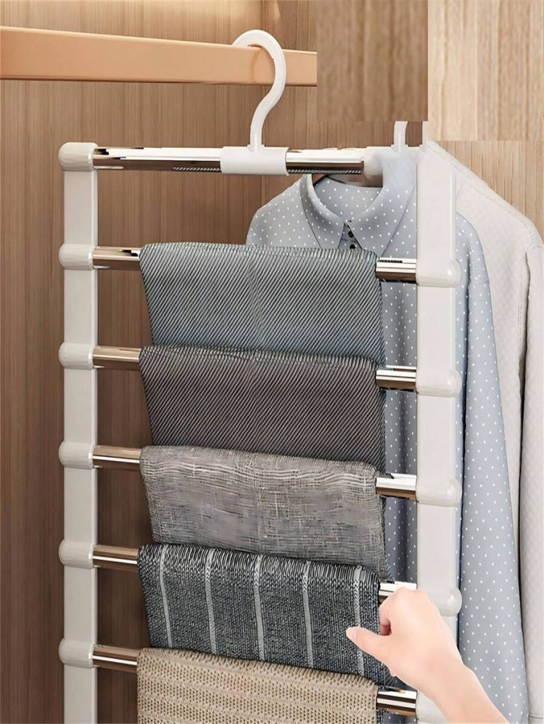 Multi-Layer Pants Hanger - Clothing Forms A Space-Saving, Non-Slip Wardrobe Organizer For Scarves, Jeans, Pants With Multi-Layer Shelves And A Sturdy Design(This Product Needs To Be Assembled By Itself. Installation Is Simple And Easy To Operate),Spring,Minimalist,Summer Tops - Image 5