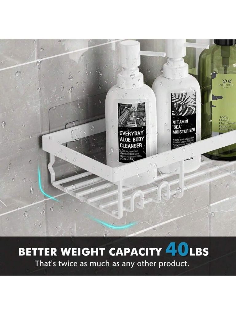 Adhesive Shower Caddy, 5 Pack Rustproof Stainless Steel Bath Organizers With Large Capacity, No Drilling Shelves For Bathroom Storage & Home Decor - Image 11