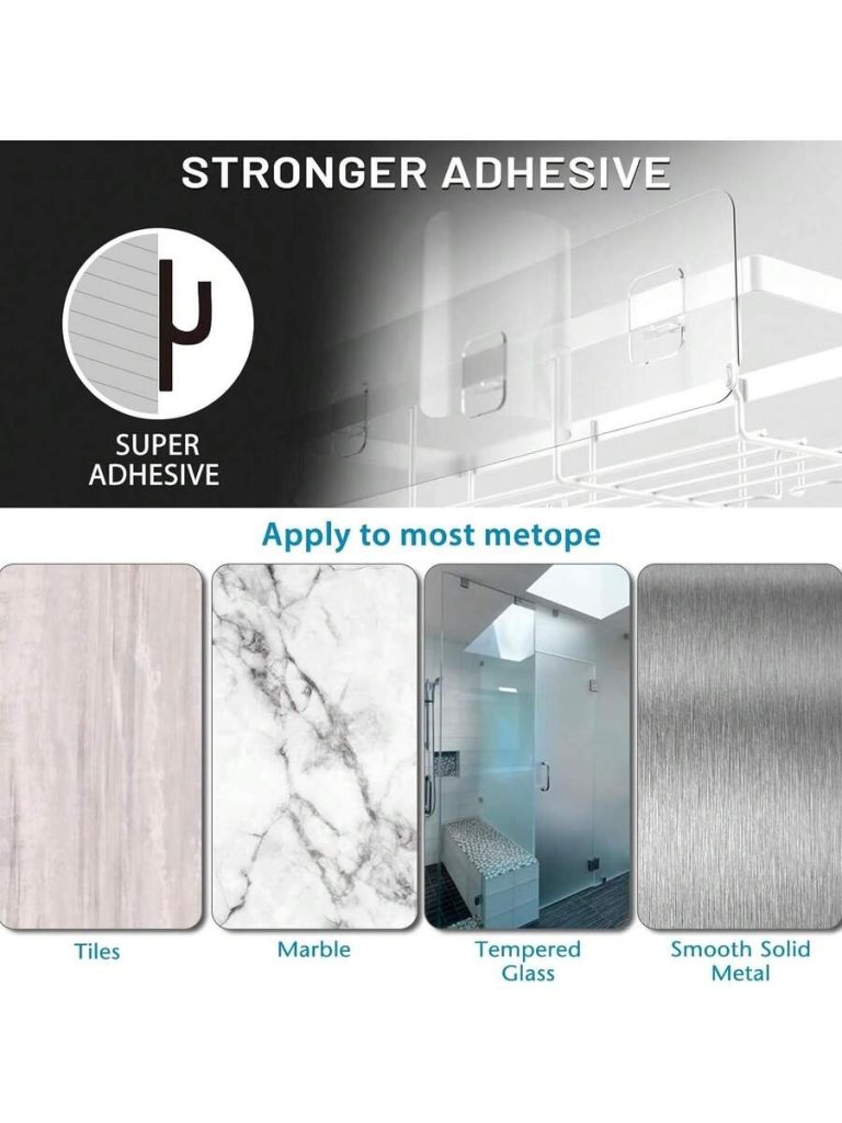 Adhesive Shower Caddy, 5 Pack Rustproof Stainless Steel Bath Organizers With Large Capacity, No Drilling Shelves For Bathroom Storage & Home Decor - Image 13