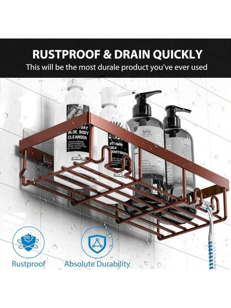 Adhesive Shower Caddy, 5 Pack Rustproof Stainless Steel Bath Organizers With Large Capacity, No Drilling Shelves For Bathroom Storage & Home Decor - Image 22