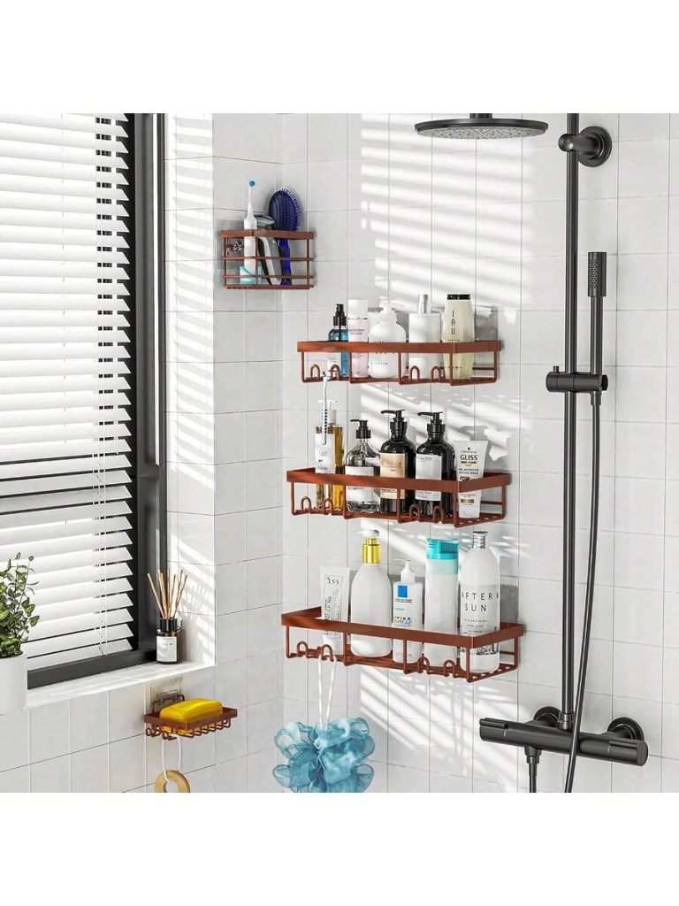 Adhesive Shower Caddy, 5 Pack Rustproof Stainless Steel Bath Organizers With Large Capacity, No Drilling Shelves For Bathroom Storage & Home Decor - Image 24