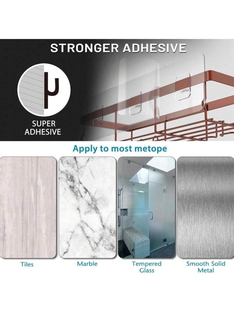 Adhesive Shower Caddy, 5 Pack Rustproof Stainless Steel Bath Organizers With Large Capacity, No Drilling Shelves For Bathroom Storage & Home Decor - Image 25