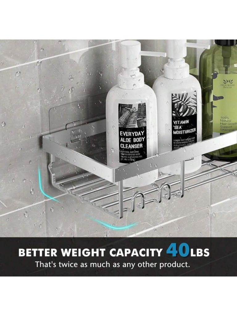 Adhesive Shower Caddy, 5 Pack Rustproof Stainless Steel Bath Organizers With Large Capacity, No Drilling Shelves For Bathroom Storage & Home Decor - Image 28