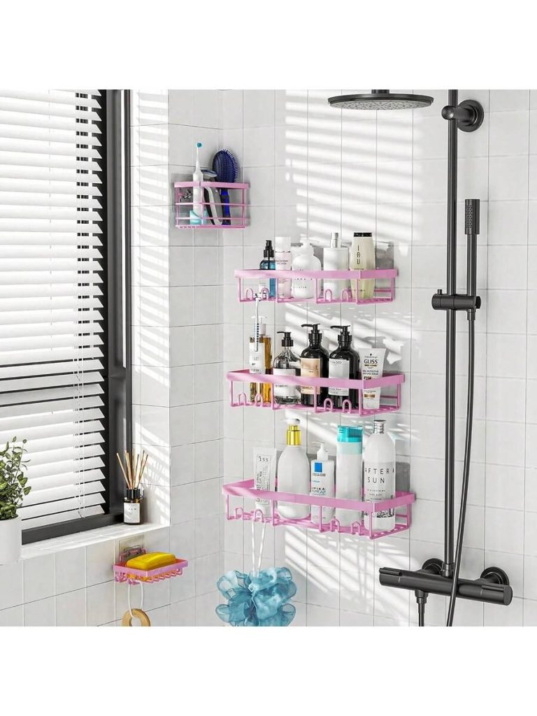 Adhesive Shower Caddy, 5 Pack Rustproof Stainless Steel Bath Organizers With Large Capacity, No Drilling Shelves For Bathroom Storage & Home Decor - Image 45