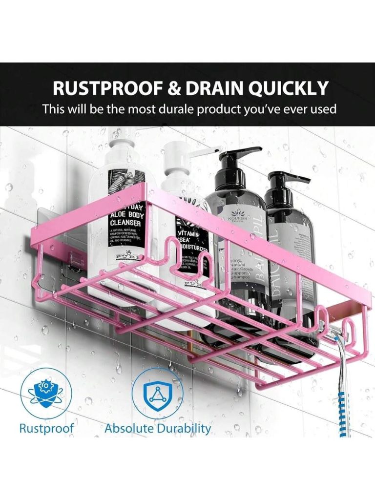 Adhesive Shower Caddy, 5 Pack Rustproof Stainless Steel Bath Organizers With Large Capacity, No Drilling Shelves For Bathroom Storage & Home Decor - Image 47