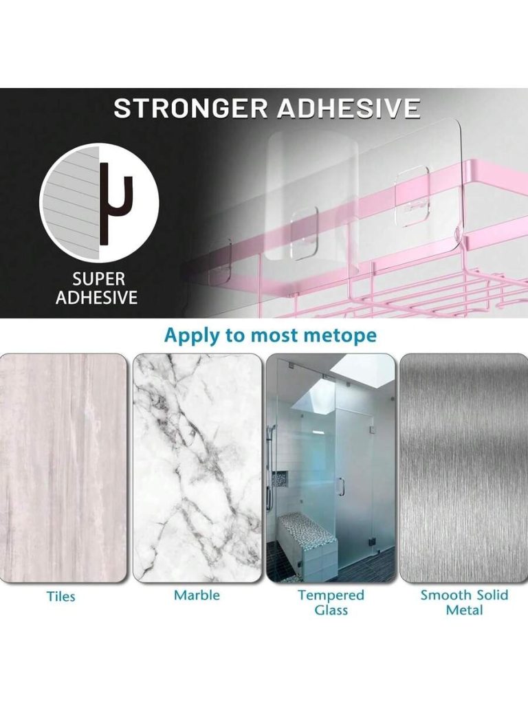 Adhesive Shower Caddy, 5 Pack Rustproof Stainless Steel Bath Organizers With Large Capacity, No Drilling Shelves For Bathroom Storage & Home Decor - Image 49