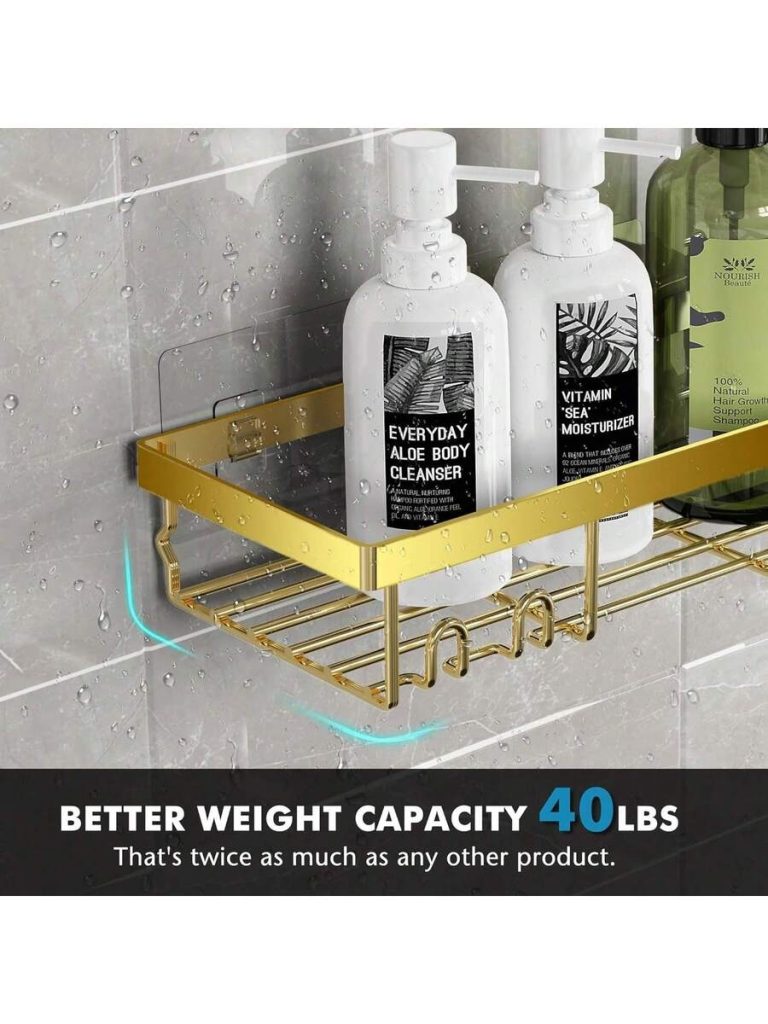 Adhesive Shower Caddy, 5 Pack Rustproof Stainless Steel Bath Organizers With Large Capacity, No Drilling Shelves For Bathroom Storage & Home Decor - Image 51