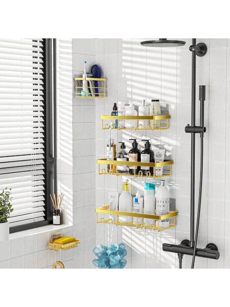 Adhesive Shower Caddy, 5 Pack Rustproof Stainless Steel Bath Organizers With Large Capacity, No Drilling Shelves For Bathroom Storage & Home Decor - Image 54
