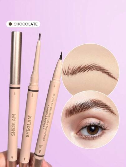 SHEGLAM Brows On Demand 2-In-1 Brow Pencil-Chocolate Waterproof Liquid Eyebrow Pen Sweat-Proof Anti-Oil Natural Brow Filling Outlining Eyebrow Cream Gel Makeup Brand Beauty Makeup Cosmetic For Women Girls Perfect For Fall Winter Ideal For Y2K Fancy Fashion Suitable For Birthday Present Halloween Party Ready Best Color