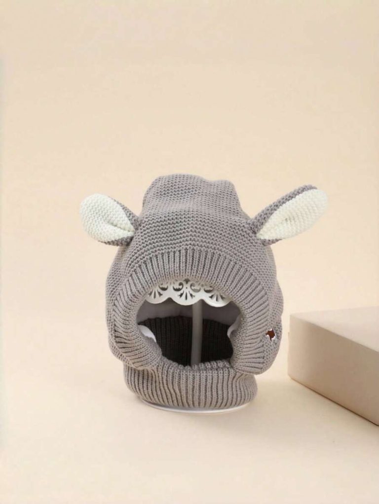 1pc Children Winter Hat With Cute Puppy Embroidery And Ear Design, Cartoon Knitted Cap For Baby Boys And Girls - Image 4