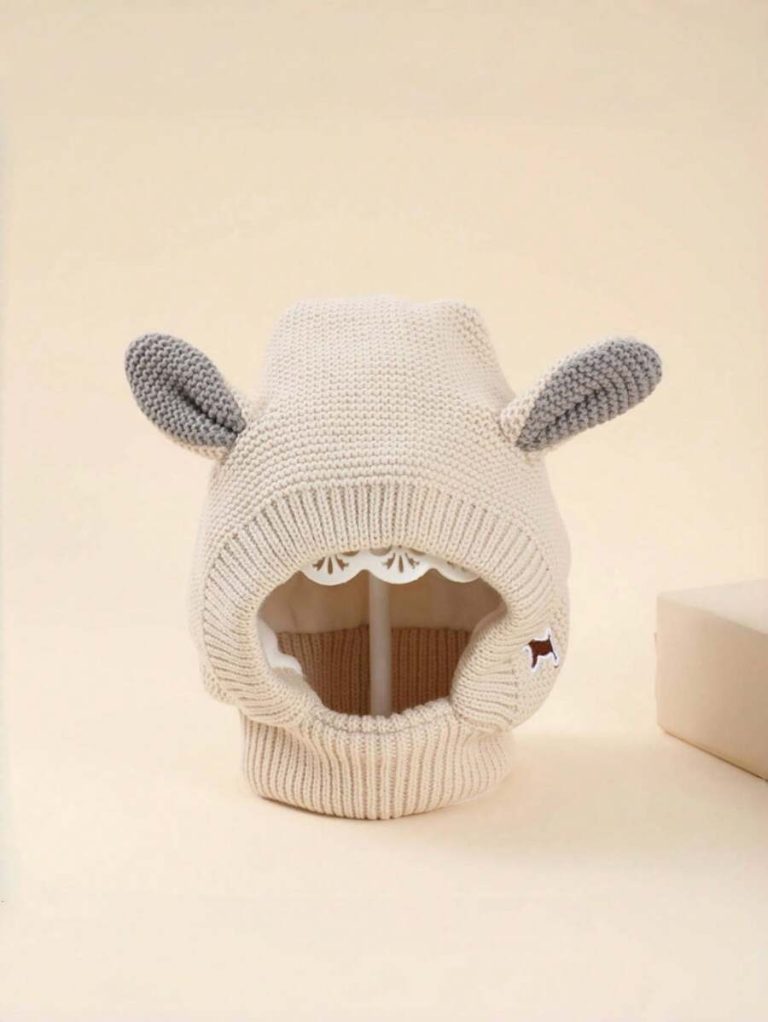 1pc Children Winter Hat With Cute Puppy Embroidery And Ear Design, Cartoon Knitted Cap For Baby Boys And Girls - Image 5