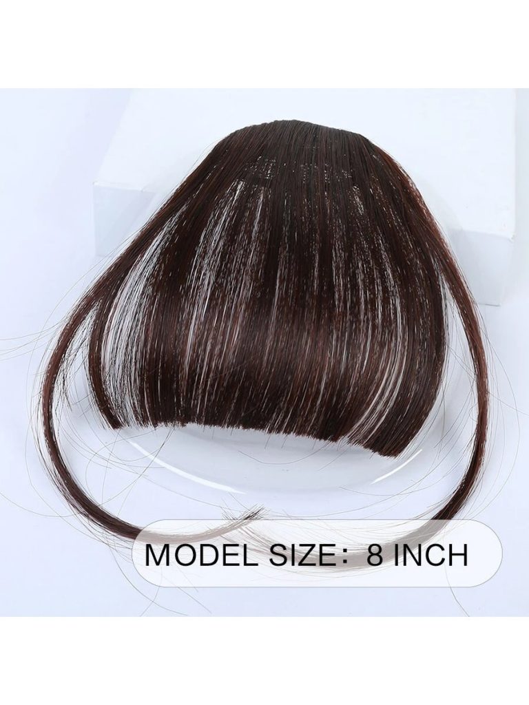 Clip In Bangs Front Neat Black Bangs Hairpiece Synthetic Fake Wig Piece Bangs Hairpiece Clip In Hair Extensions For Women Heat Resistant - Image 3