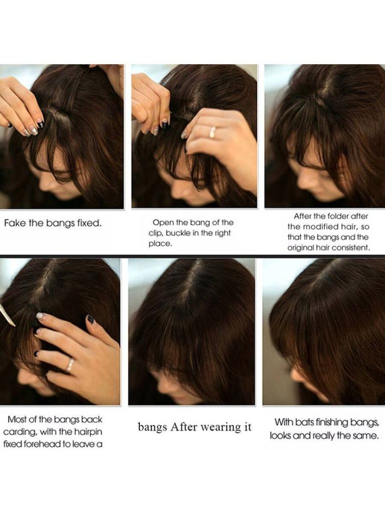 Clip In Bangs Front Neat Black Bangs Hairpiece Synthetic Fake Wig Piece Bangs Hairpiece Clip In Hair Extensions For Women Heat Resistant - Image 10