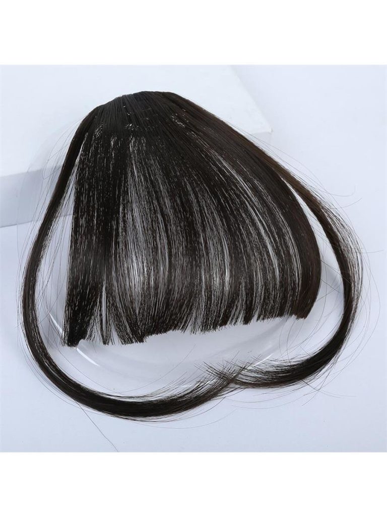 Clip In Bangs Front Neat Black Bangs Hairpiece Synthetic Fake Wig Piece Bangs Hairpiece Clip In Hair Extensions For Women Heat Resistant - Image 14