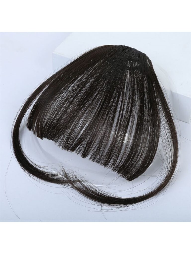Clip In Bangs Front Neat Black Bangs Hairpiece Synthetic Fake Wig Piece Bangs Hairpiece Clip In Hair Extensions For Women Heat Resistant - Image 16