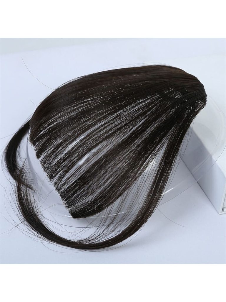 Clip In Bangs Front Neat Black Bangs Hairpiece Synthetic Fake Wig Piece Bangs Hairpiece Clip In Hair Extensions For Women Heat Resistant - Image 17