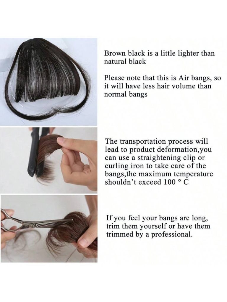 Clip In Bangs Front Neat Black Bangs Hairpiece Synthetic Fake Wig Piece Bangs Hairpiece Clip In Hair Extensions For Women Heat Resistant - Image 18