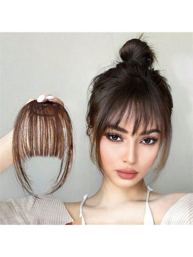 Clip In Bangs Front Neat Black Bangs Hairpiece Synthetic Fake Wig Piece Bangs Hairpiece Clip In Hair Extensions For Women Heat Resistant - Image 22