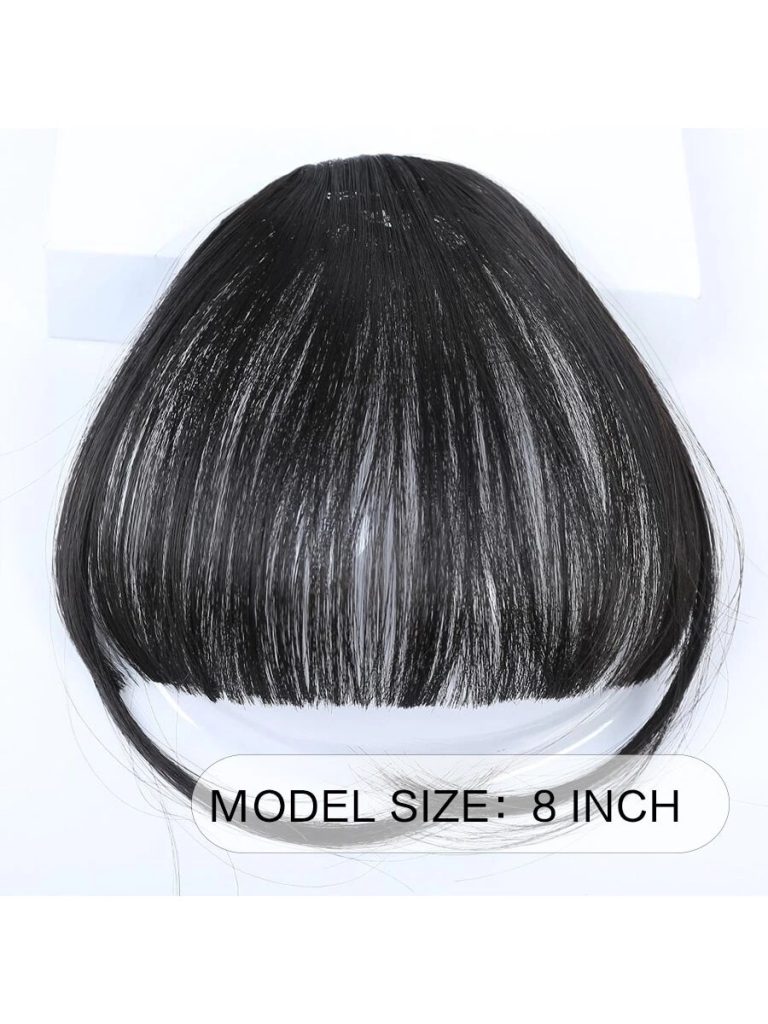 Clip In Bangs Front Neat Black Bangs Hairpiece Synthetic Fake Wig Piece Bangs Hairpiece Clip In Hair Extensions For Women Heat Resistant - Image 33