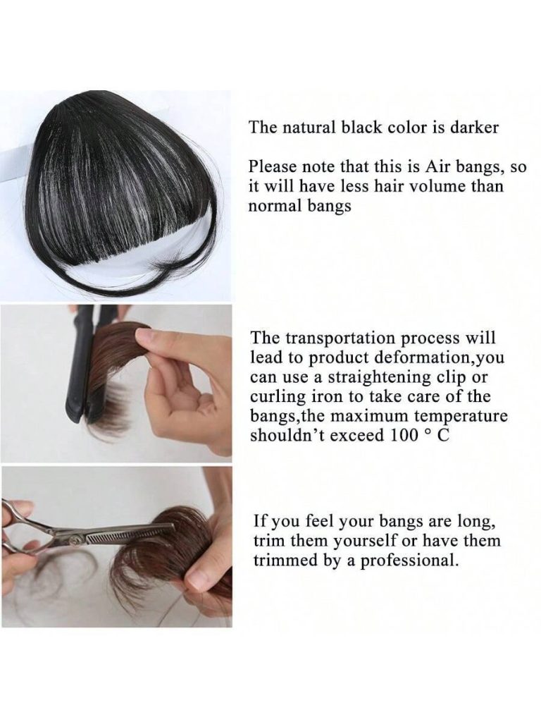 Clip In Bangs Front Neat Black Bangs Hairpiece Synthetic Fake Wig Piece Bangs Hairpiece Clip In Hair Extensions For Women Heat Resistant - Image 38
