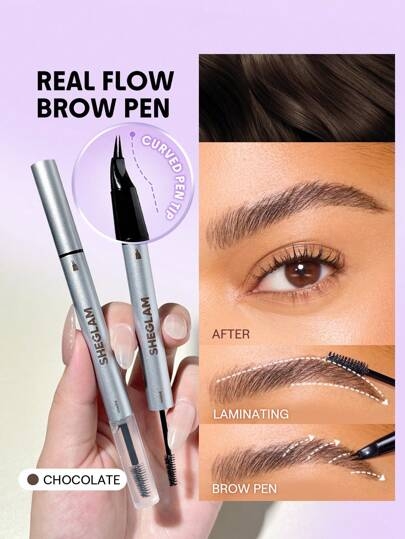 SHEGLAM Real Flow Laminating Brow Pen-Chocolate Brand Beauty Makeup Cosmetic For Women Girls Perfect For Fall Winter Ideal For Y2K Fancy Fashion Suitable For Birthday Present Halloween Party Ready Best Color